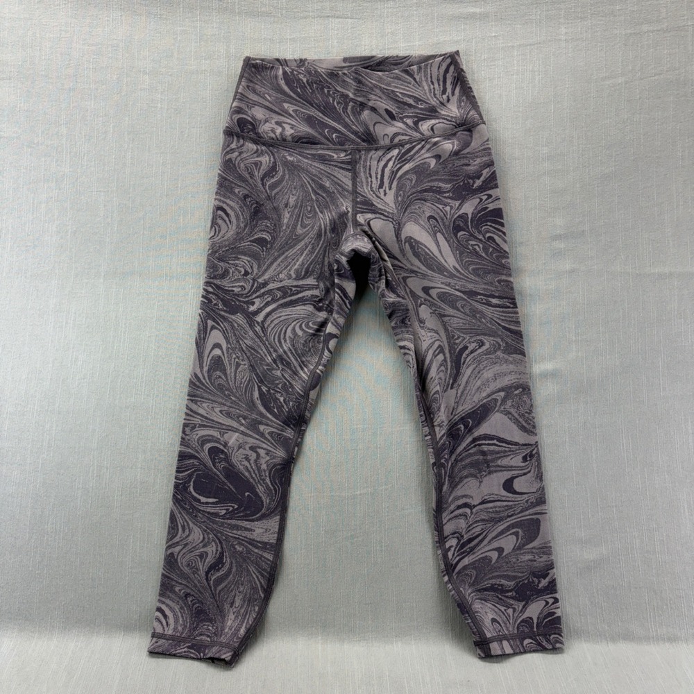 Athleta Leggings Womens Medium Transcend 7/8 Tight Grey Marble Swirl High Waist